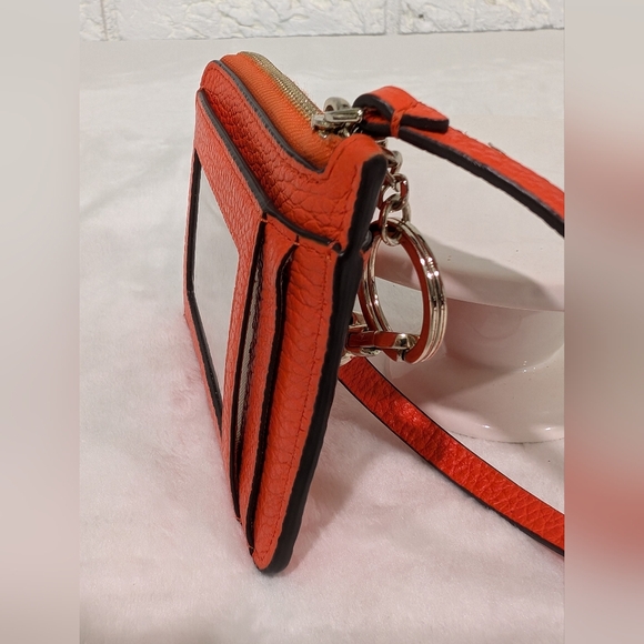 Kate Spade Leila Small Cardholder Wristlet Coral Buds Orange Keychain Coin Purse - Picture 11 of 14